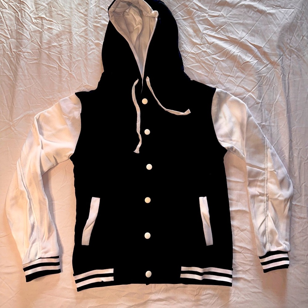 Long sleeve black, and white hoodie, jacket for men’s